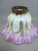 EXCELLENT CRANBERRY & VASELINE GLASS CEILING LIGHTSHADE, 15.5cms H, 31.5cms max diameter, 10cms