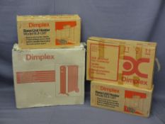 BOXED DIMPLEX OIL FILLED RADIATOR and three electrical wall heaters E/T