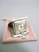 SILVER - Birmingham 1935, miniature folding travel clock, makers stamp 'S S N'
