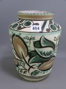 CARTER STABLER ADAMS POOLE POTTERY VASE, 25cms H, hand painted with stylized flowers, impressed