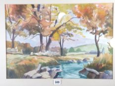 JOHN HENSHALL watercolour - 'Autumn in Cwm Pennant', signed, 36 x 50cms