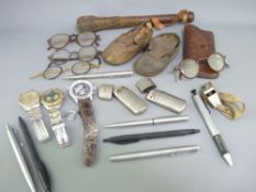 WATCHES, ball point pens, wooden tipstaff and other interesting collectables