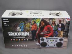 AS NEW, BOXED GPO BROOKLYN PORTABLE BOOM BOX E/T