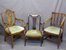 THREE ANTIQUE & LATER SALON ARMCHAIRS, various designs and measurements