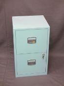 MODERN TWO DRAWER FILE CABINET WITH KEYS, 67.5cms H, 41cms W, 40cms D
