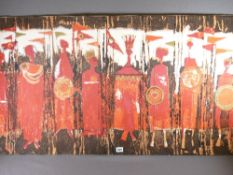 TIBOR REICH fabric screen print - 'Shakespeare's Age of Kings 1964', 63 x 117cms