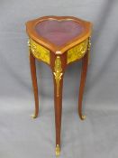 REPRODUCTION FRENCH STYLE BIJOUTERIE CABINET, heart shaped on three slender supports with gilt metal
