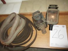 COACHING LAMPS, a pair, and an industrial flat belt