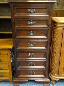GIBBARD SOLID MAHOGANY REPRODUCTION CHEST of seven drawers, canted corner reeded decoration to the