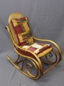 THONET TYPE BENTWOOD ROCKER with canework seat and back, 100cms H, 49cms W, 56cms seat D