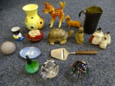 POOLE SGRAFITTO TORTOISE and a mouse, Welsh Lady condiment set, Disney Productions Bambi figure
