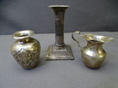 ENGLISH & CONTINENTAL SILVER - three items including an 8.5cms H cream jug, Birmingham 1908, a