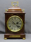 MAHOGANY CASED TWIN FUSEE BRACKET CLOCK by Pearce & Sons Ltd, Leeds, stepped caddy top with brass