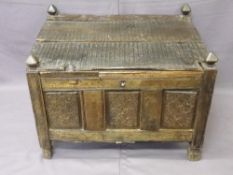 CARVED MIDDLE EASTERN DOWER CHEST, 57cms overall height, 76cms W, 59cms D