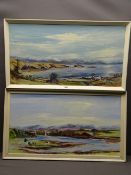 G A LLOYD oils on board, a pair - Menai Straits and Suspension Bridge and Anglesey seascape with