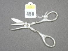 GERMAN SILVER GRAPE SCISSORS, Johann Beck, circa 1930 with unusual three blade design, stamped '