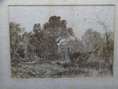 GEORGE SHEFFIELD colourwash - country house scene amongst trees, signed and dated 1874, 42 x