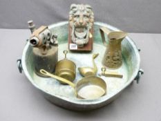 LION HEAD DOOR KNOCKER, other brassware including jam pan ETC
