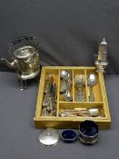 QUALITY EPNS CUTLERY & PLATEDWARE including a small Victorian embossed spirit kettle and stand,