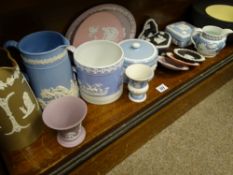 WEDGWOOD BLACK BASALT & COLOURFUL JASPERWARE with earlier and other makers sprig decorated