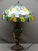 TIFFANY STYLE TABLE LAMP & SHADE, 61cms approx H E/T