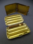 SILVER FOUR SECTION CIGAR CASE and a cigarette case, allover chase decorated with vacant cartouche