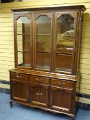 GIBBARD MAHOGANY DISPLAY SIDEBOARD with glazed top section and shaped base with three frieze drawers