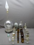 LARGE TRADITIONAL PHARMACY SWAN NECK CARBOY WITH STOPPER with various other named, labelled and