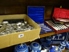 GOOD CASED SETS & LOOSE QUANTITY OF EPNS CUTLERY ETC