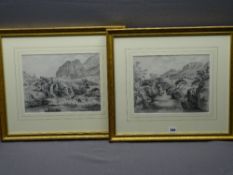 19TH CENTURY BRITISH SCHOOL well preserved pair of pencil landscapes - depicting Snowdonia