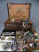VINTAGE TRAVEL CASE & JEWELLERY CONTENTS including 'Miracle', 9ct gold, Victorian and later