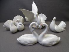 LLADRO - a parcel of dove and swan ornaments
