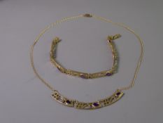 9CT GOLD 'REFLECTIONS OF CHARLES RENEE MACKINTOSH' by Solar, Amethyst mounted necklace and