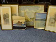 SPENCER limited edition prints - three entitled 'Blue Waters', VERNON WARD prints, vintage mirror