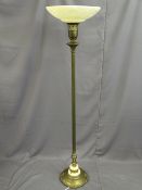 VINTAGE CONTINENTAL METAL & ONYX UPLIGHTER STANDARD LAMP with fancy embossed glass shade, 159.5cms H