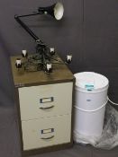 BISLEY TWO DRAWER FILE CABINET, Creda Debonair autopump spin dryer, anglepoise lamp ETC E/T