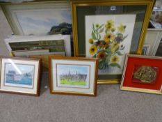 E RAVENSCROFT watercolour - still life, yellow flowers, signed, 48 x 34cms, JOHN HENSHALL oil on
