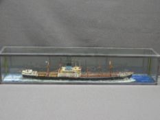 MARITIME MODEL - glass cased of a blue funnel line 'Stentor', 56cms L