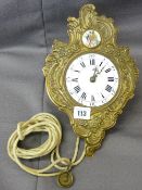 CONTINENTAL BRASS & ENAMEL BELL CHIME WALLCLOCK