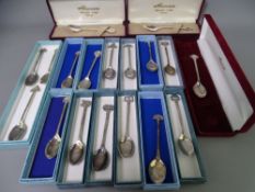 HALLMARKED SILVER TEASPOON COLLECTION (18), all with stylized handle decoration, all boxed, 5 troy
