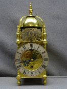 IMPERIAL REPRODUCTION BRASS LANTERN CLOCK with key, 30cms H, the movement backplate numbered '6606'