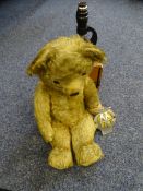 MERRYTHOUGHT VINTAGE TEDDY BEAR, 55cms L, junior boxed microscope and vintage AA badge