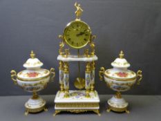 CLOCK GARNITURE SET - modern porcelain, continental style