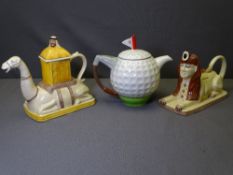 TONY WOOD NOVELTY TEAPOTS (3)
