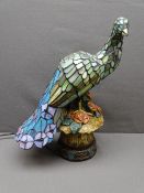 TIFFANY STYLE PEACOCK SHAPE LAMP, 49cms H E/T