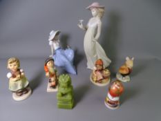 NAO, HUMMEL, DOULTON BEATRIX POTTER FIGURINES with a Royal Worcester Robin candle snuffer and a