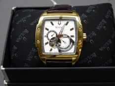 BULOVA AUTOMATIC GENTLEMAN'S WRIST WATCH with leather strap, as new working condition with