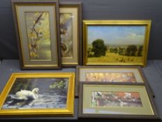 SIX FRAMED COUNTRYSIDE & WILDLIFE PRINTS including DAVID SHEPHERD - 'Somerset Harvest', 34 x 51.
