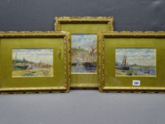 E YOUNG three watercolours - boating scenes, all in matching gilt frames, signed and dated 1901,