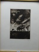 E LLOYD limited edition etching (2/10) - stormy treescape, signed and dated 2007, 29 x 19cms